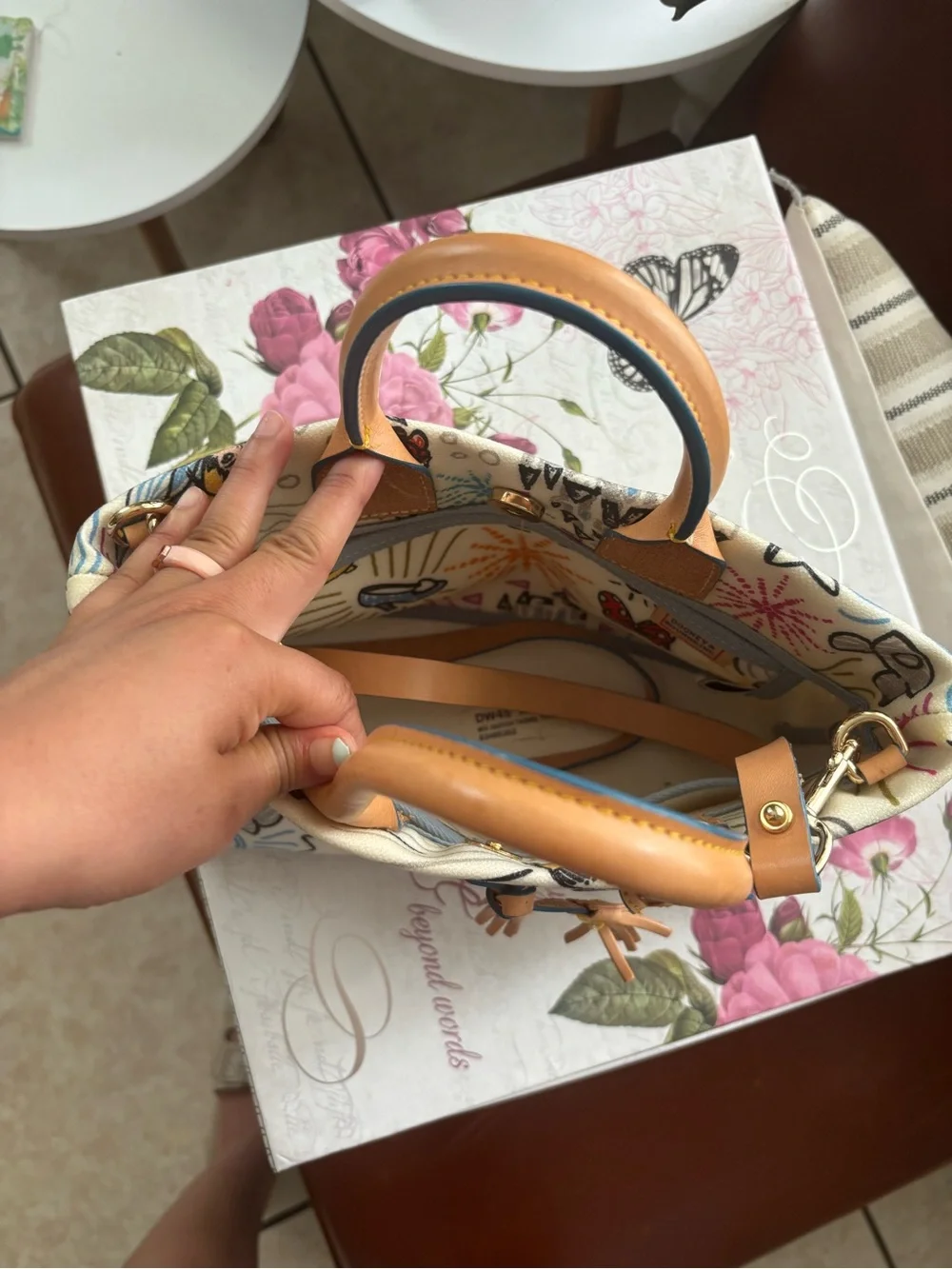 Vintage Authentic Disney Dooney & Bourke Cream Multicolor